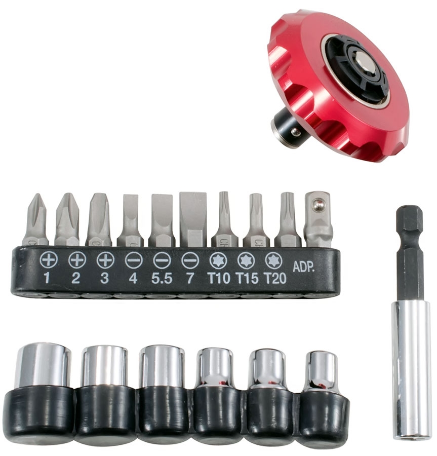 Отвертка трещоточная мини со сменными насадками 1/4", 18 пр.