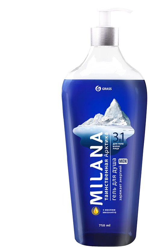 milana men гель для душа "таинственная арктика" с маслом эвкалипта 750мл