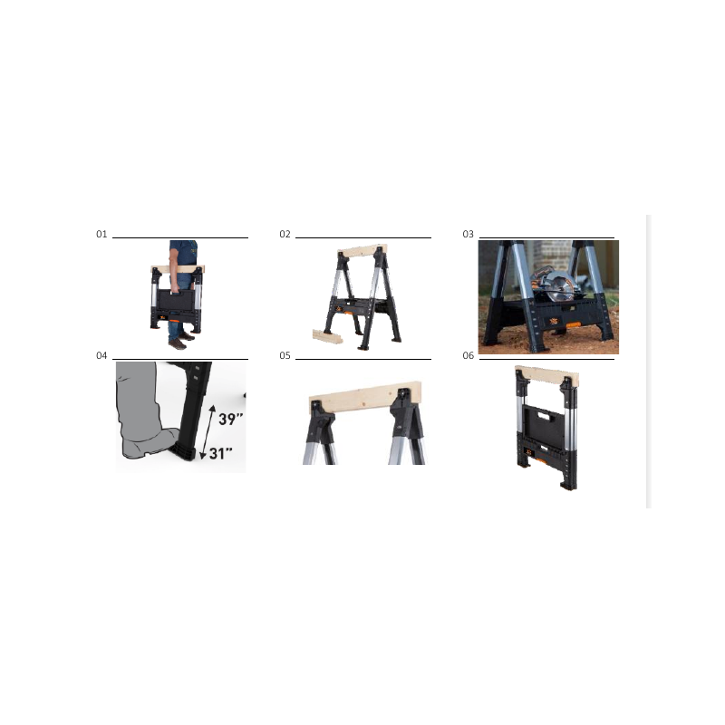 Складные регулируемые столярные козлы ROC PRO LUMBER JAACK SAWHORSE 17203039 