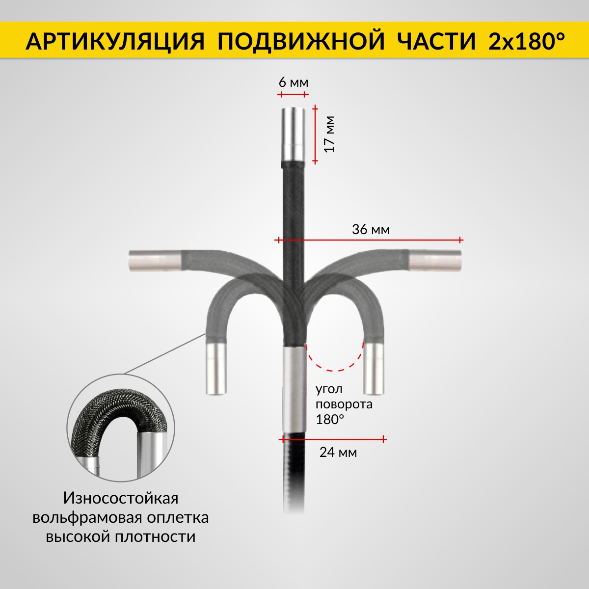 Видеоэндоскоп управляемый USB, 2Мп, 1920x1080, 1м, 6мм, 360°