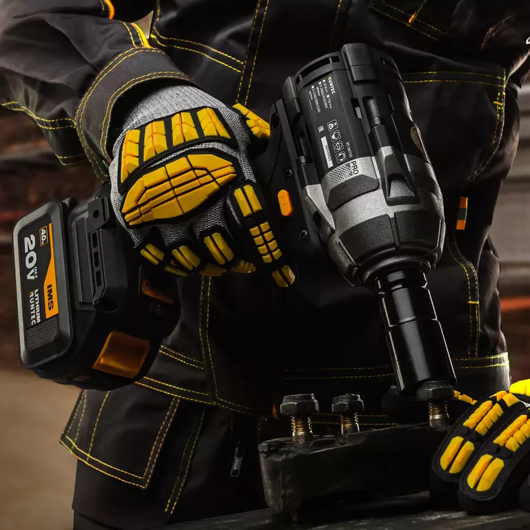 Гайковерт ударный аккумуляторный PRO 1/2", 20В, 2*4Ач, 750Нм