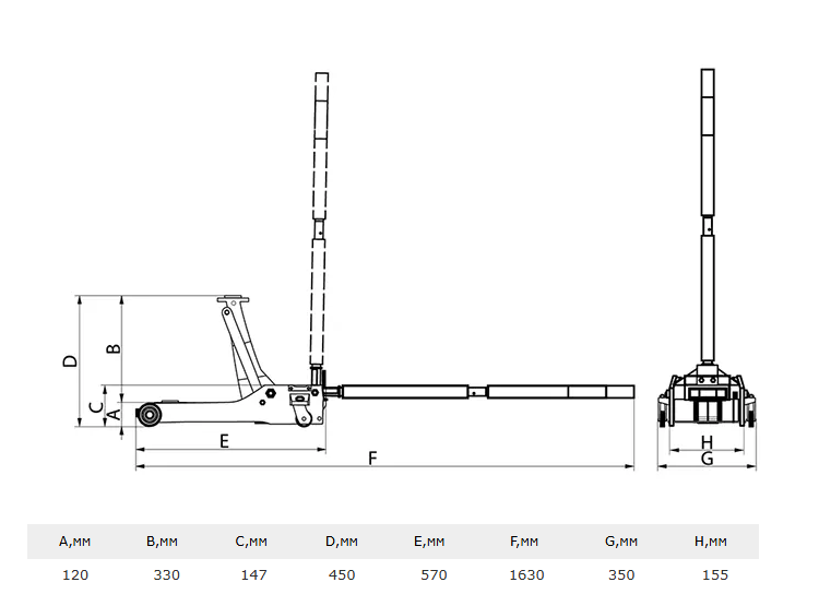 Гидравлический подкатной домкрат на 3 тонны