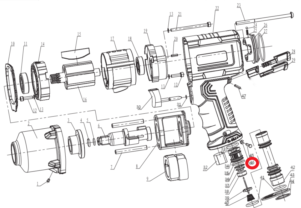 Стопорное кольцо d=2,5 № 46 к гайковерту HL-RP9510