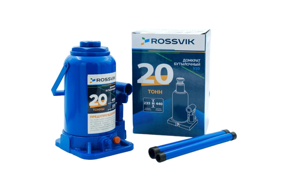 Домкрат бутылочный V20, г/п 20,0т ROSSVIK