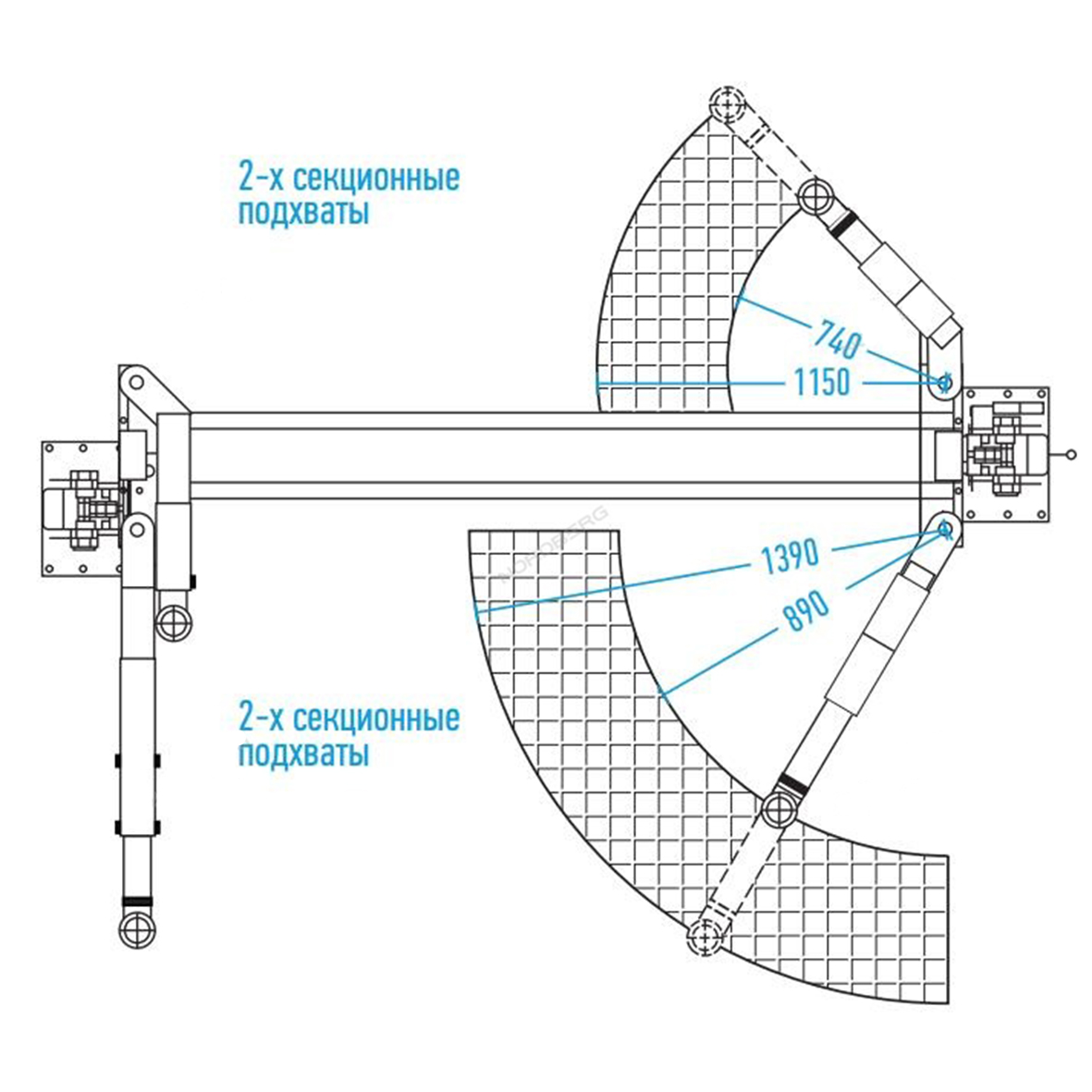 Подъемник 2х стоечный электрогидравлич. 4т, ассиметричный 380V