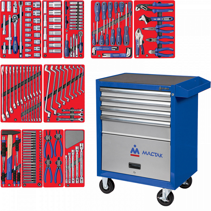 Тележка с набором инструментов "Мастер" 205 предметов 5 полок