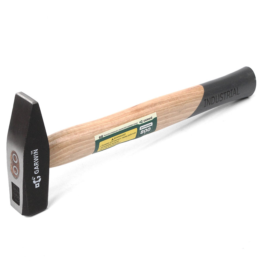 молоток слесарный garwin industrial с рукояткой из дерева гикори, 800 г