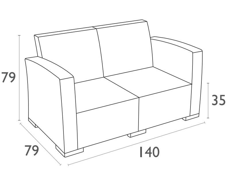 Диван пластиковый плетеный двухместный с подушками Monaco Lounge