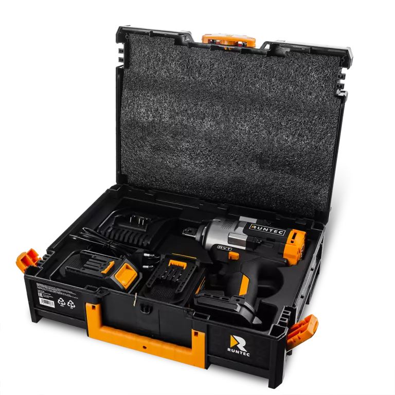 Гайковерт ударный аккумуляторный RUNTEC PRO 3/4", 20В, 2*6Ач, 1600Нм