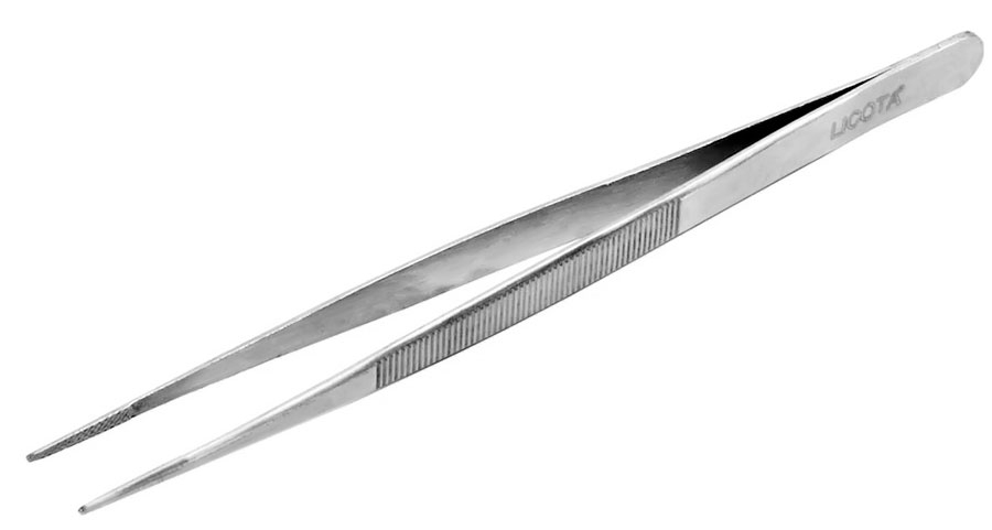 Пинцет прямой рифленый, 160 мм 