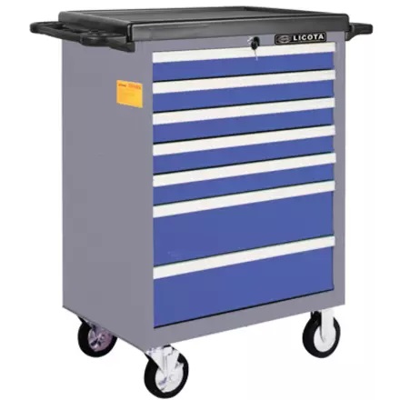 Тележка инструментальная 7 полок, с набором инструмента в ложемент-кейсе 366 пр.