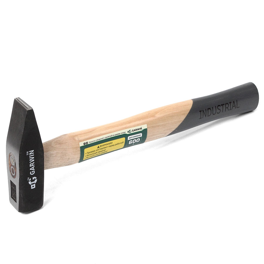 молоток слесарный garwin industrial с рукояткой из дерева гикори, 600 г