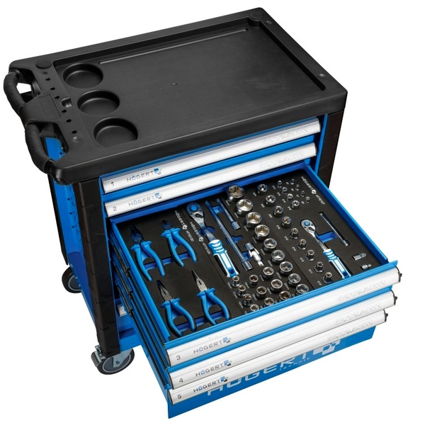 Инструментальная тележка 6 полок c набором инструмента 214 предметов