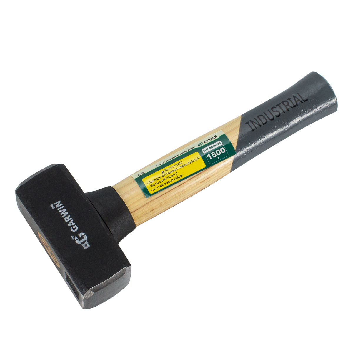 Кувалда  INDUSTRIAL с рукояткой из дерева гикори, 1500 г