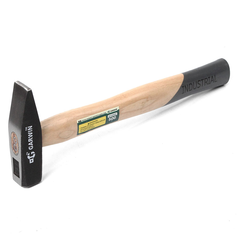 молоток слесарный garwin industrial с рукояткой из дерева гикори, 500 г