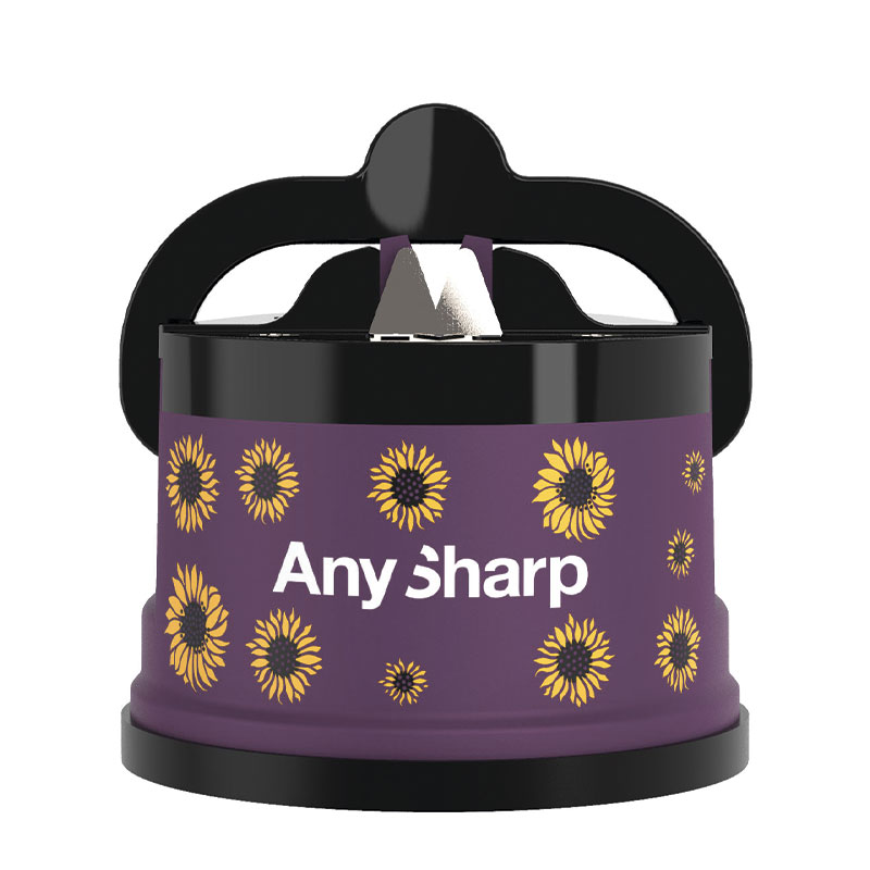 Точилка для ножей AnySharp ELITE пластиковый корпус цвет матовый фиолетовый, принт цветы