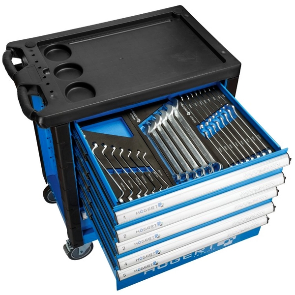 Инструментальная тележка 6 полок c набором инструмента 214 предметов