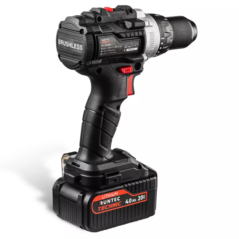 Дрель-шуруповерт ударная аккумуляторная TECHNIC 13 мм, 20В, 2*4Ач, 100Нм