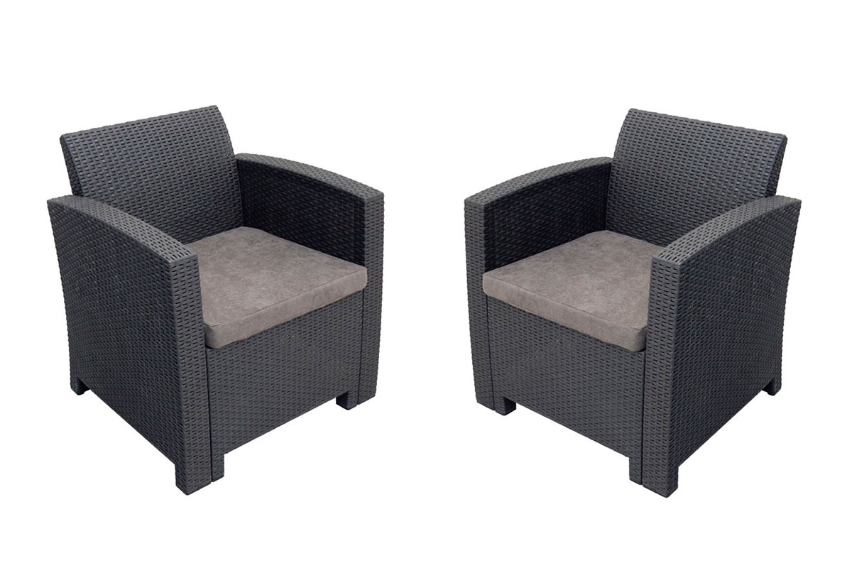 Кресло (2шт.) b:rattan Arizona, антрацит (2 подушки)