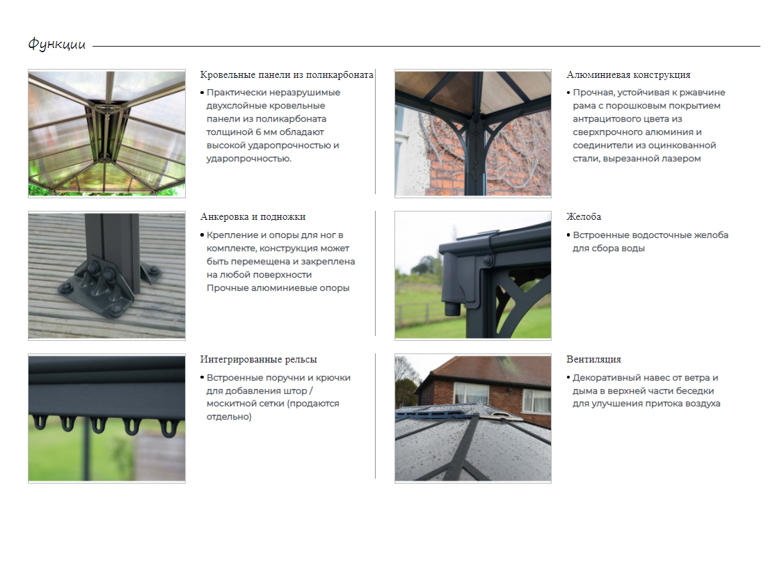 Беседка открытая Martinique 3600 Garden Gazebo Grey Bronze