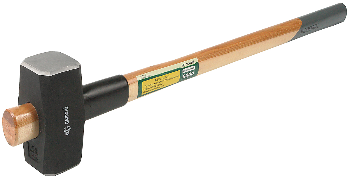 Кувалда Garwin INDUSTRIAL с обратной рукояткой из дерева гикори, 6 кг