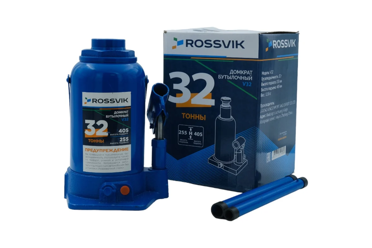 Домкрат бутылочный V32, г/п 32,0т ROSSVIK