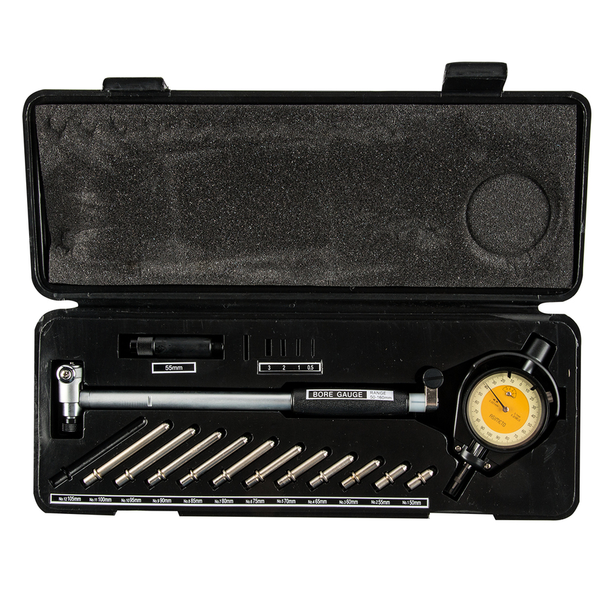 Нутромер индикаторный в наборе 0,001 мм, 50—160 мм, 150 мм