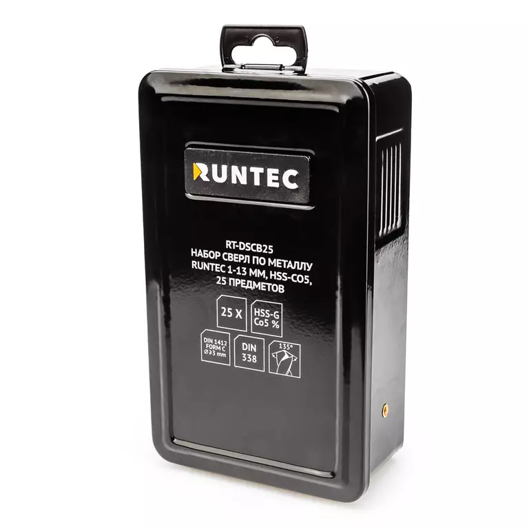 Набор сверл по металлу RUNTEC 1-13 мм, HSS-Co5, 25 предметов