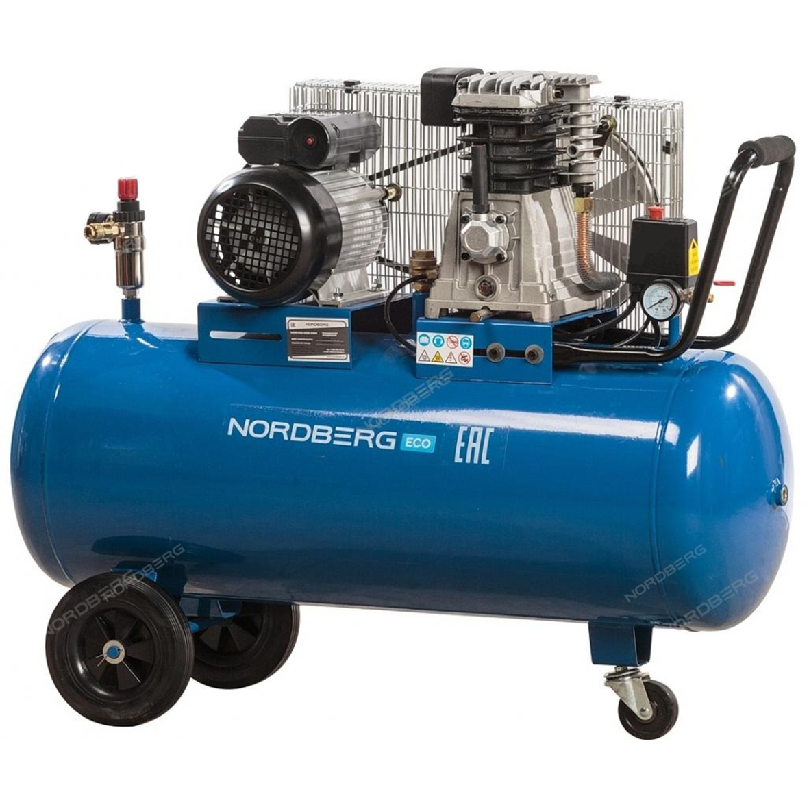 Компрессор поршневой с ременным приводом, объем 100 л.