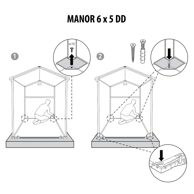 Сарай пластиковый MANOR 6×5 TWF (два окна на фасаде)