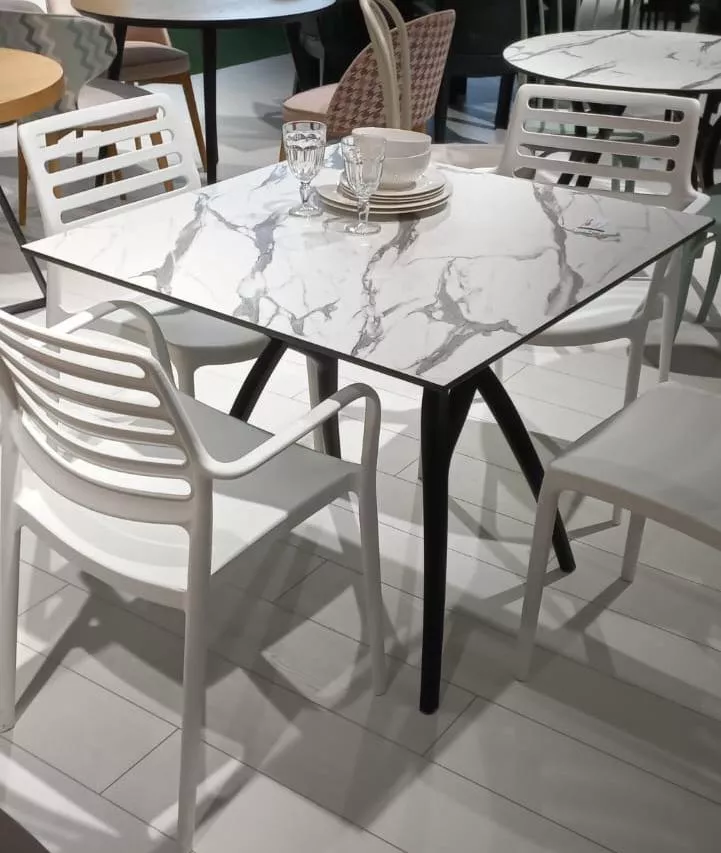 Квадратный стол Ivy-L, Слоновая кость Белая ножка