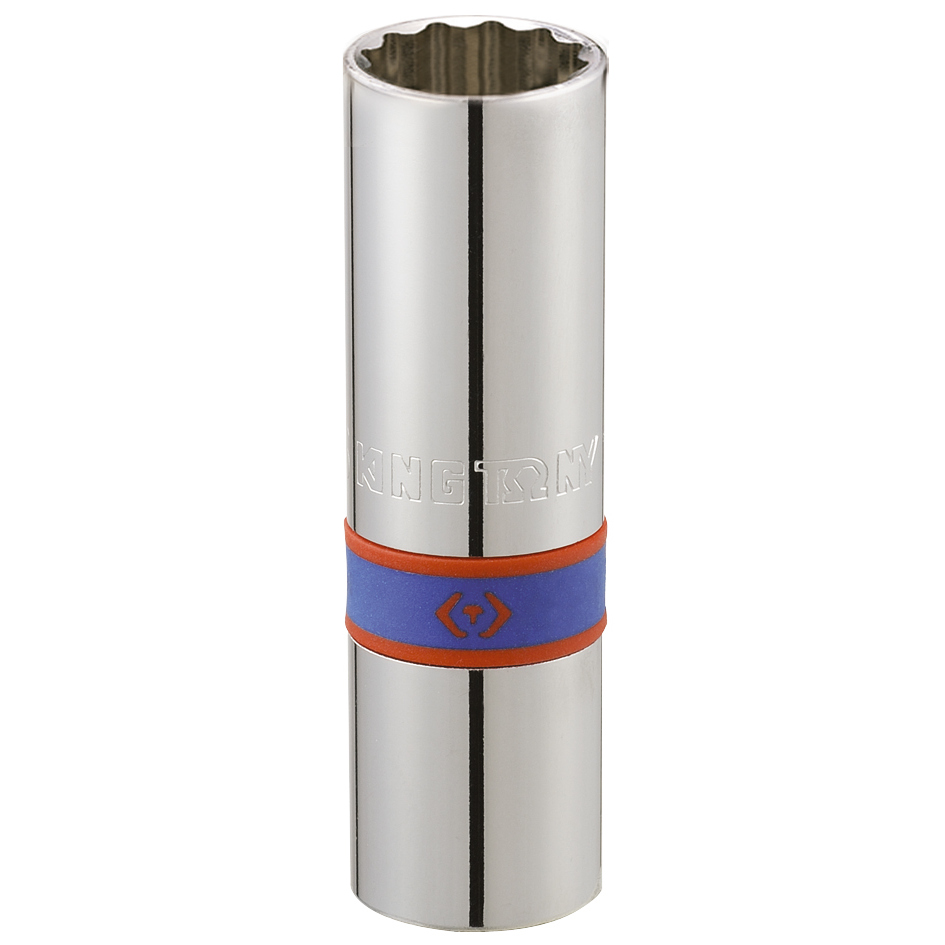 Головка свечная двенадцатигранная 1/2;, 16 мм, L = 70 мм, резиновый фиксатор KING TONY 463016R