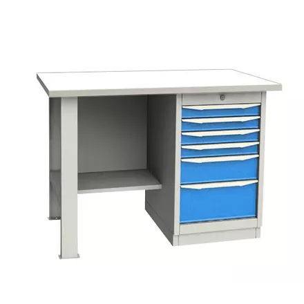 Верстак однотумбовый с 6 ящиками с оцинкованной столешницей 1200 мм
