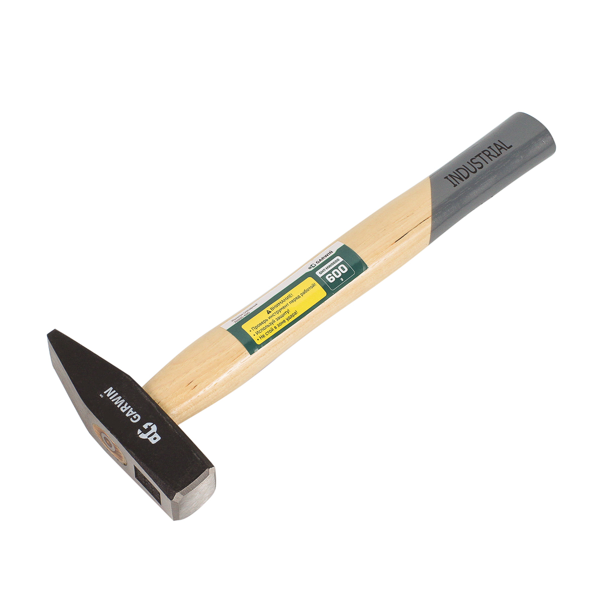 молоток слесарный garwin industrial с рукояткой из дерева гикори, 600 г