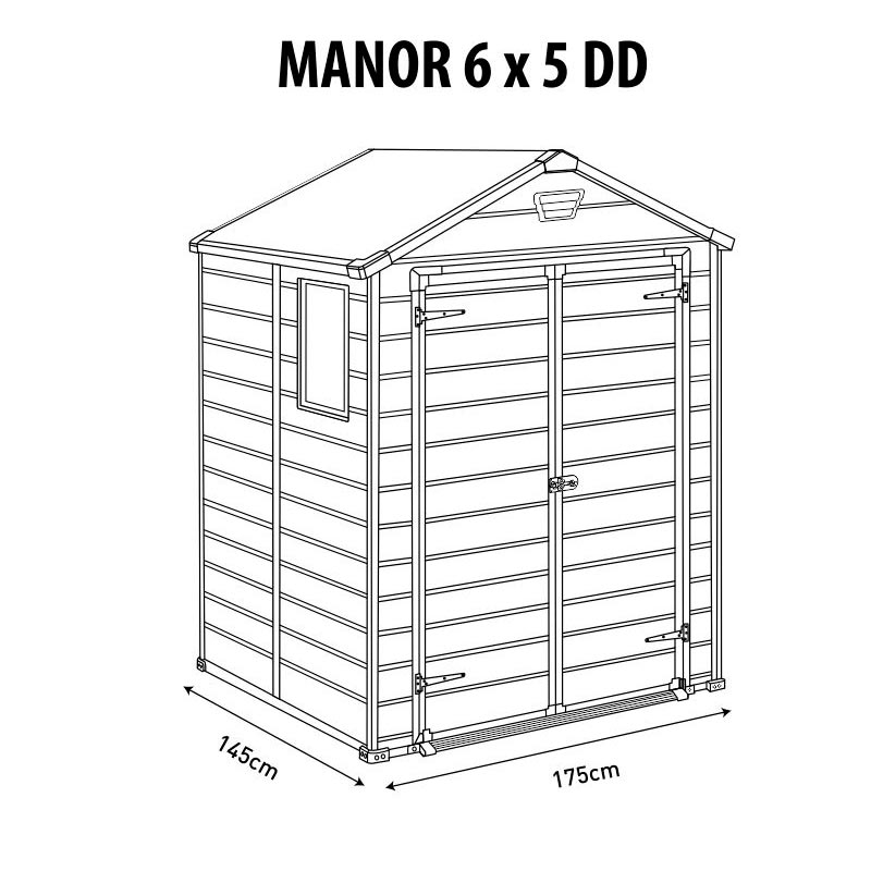 Сарай пластиковый MANOR 6×5 TWF (два окна на фасаде)