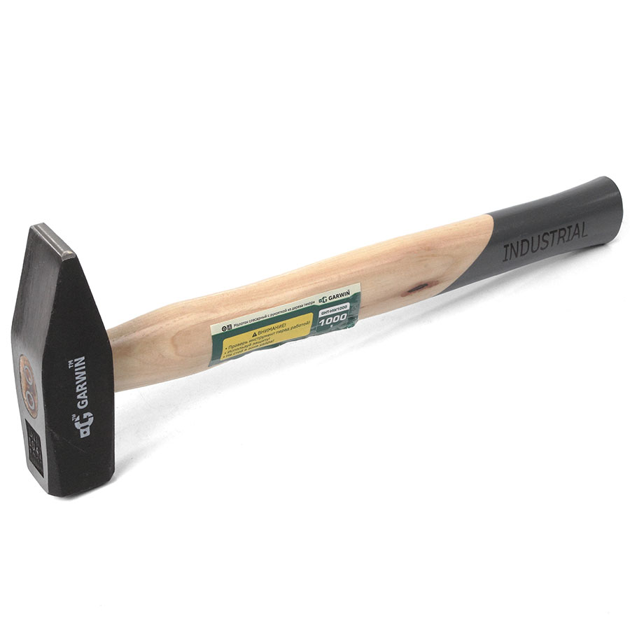 молоток слесарный garwin industrial с рукояткой из дерева гикори, 1000 г