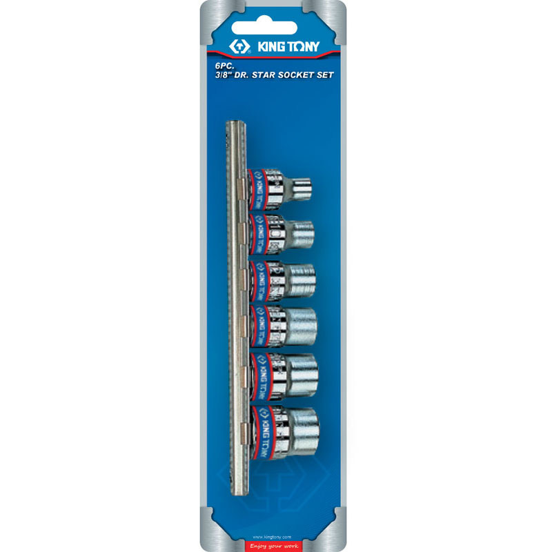 Набор торцевых головок 3/8", TORX Е-стандарт, E8-E18, 6 предметов 