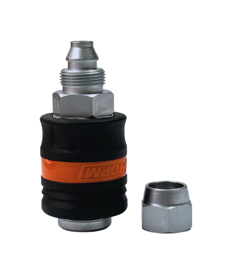 Быстросъем (Елочка-мама) (ø8мм) под шланг с резъбой и гайкой