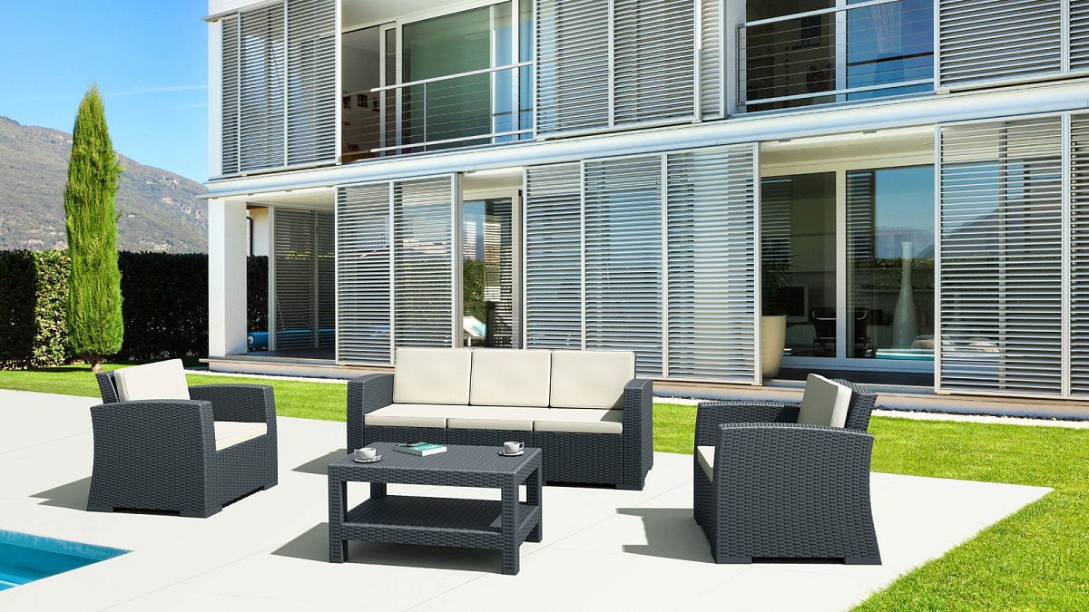 Кресло пластиковое плетеное с подушками Monaco Lounge