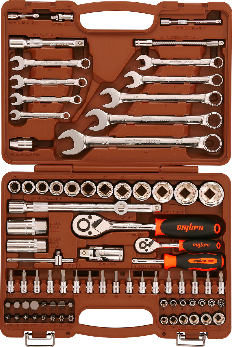 Набор инструмента универсальный 1/4", 1/2"DR, 82 предмета