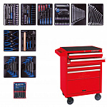 Тележка красная с набором инструментов 5 полок 173 предмета