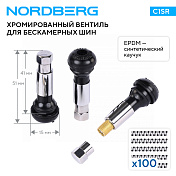 Вентиль для бескамерных шин хромированный, 100 шт. Nordberg  TR414C 1