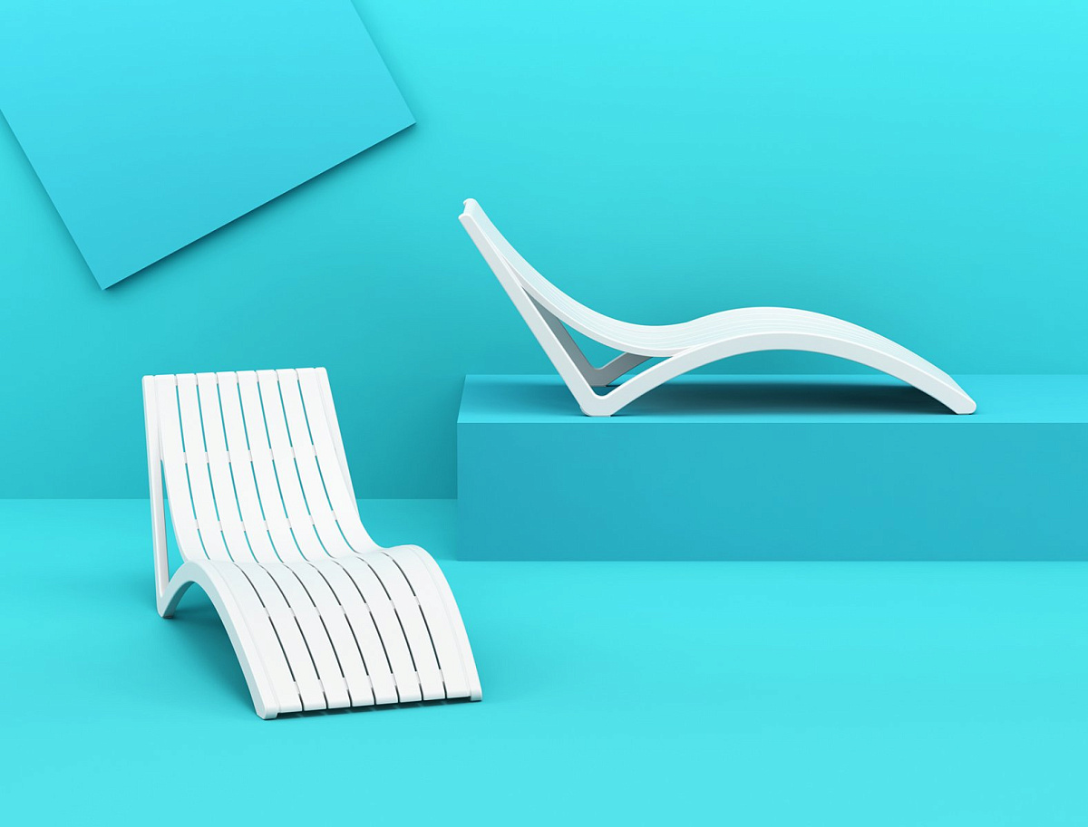 Шезлонг-лежак пластиковый Slim