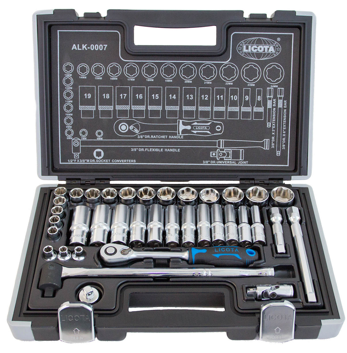 Набор торцевых головок 3/8" 6гр. 37пр. 6-24 мм super lock