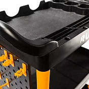 Тележка с тремя открытыми полками (перфорированная боковина с крючками), черная Runtec  RT-PP3 2