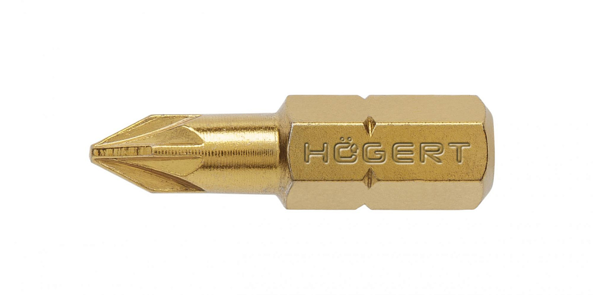 HOEGERT Биты PZ1 25 мм, сталь S2, нитрид титана, 5 шт.