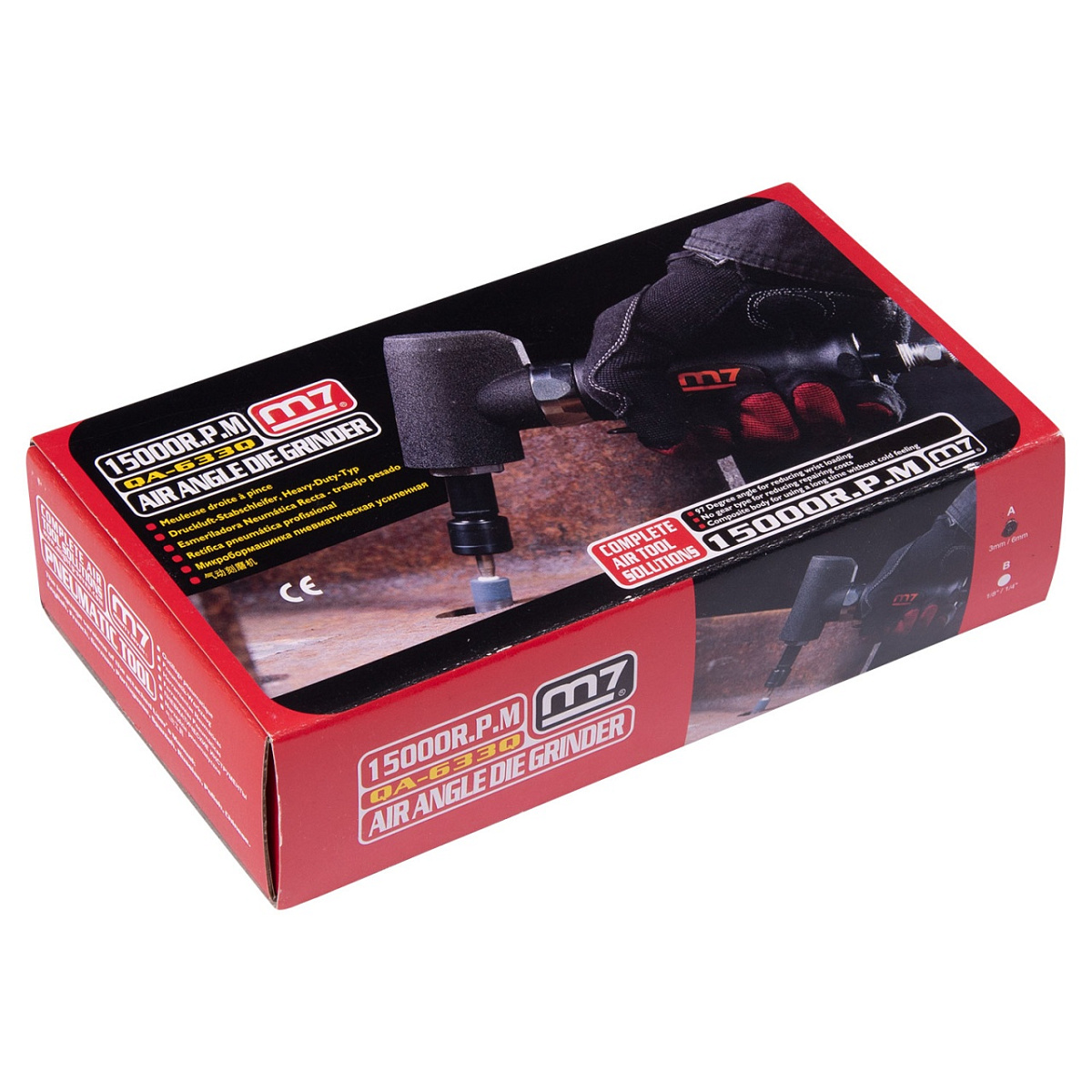 Пневматическая бормашина (шарошка) 3 - 6 мм, 15000 об/мин, угловая