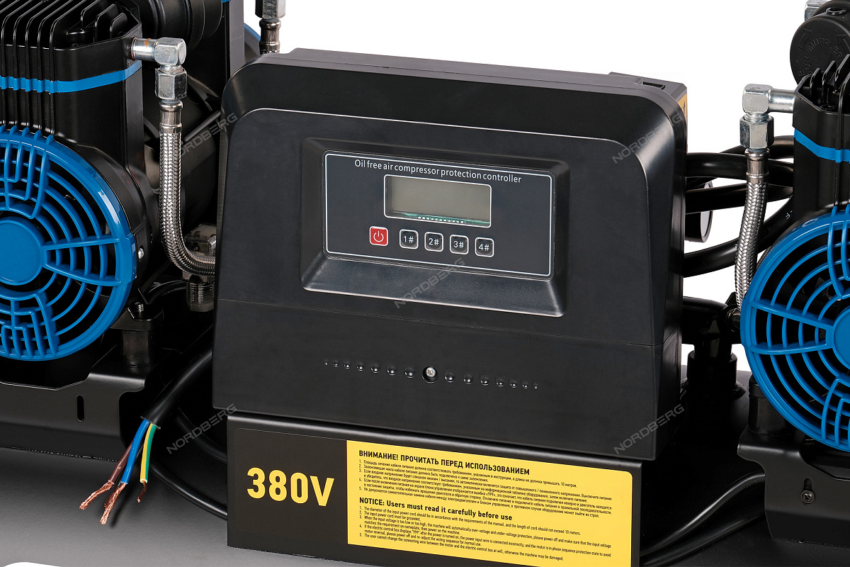 Компрессор безмасляный 380 В, ресивер 120 л, 1000 л/мин