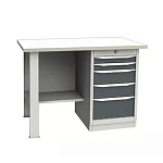 Верстак однотумбовый с 5 ящиками с оцинкованной столешницей 1200 мм