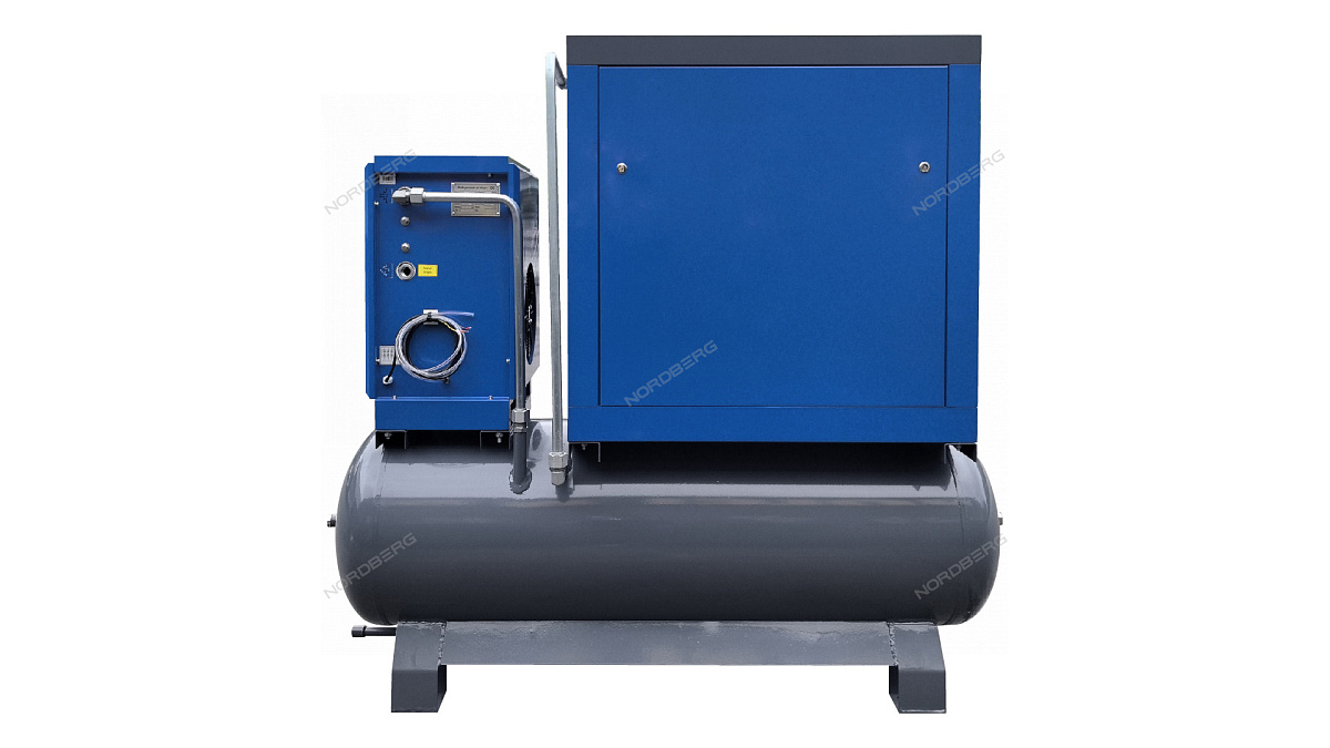 Компрессор винтовой, 15 кВт, 10 бар, 2150 л/мин, ресивер 410 л, IP23, осушитель